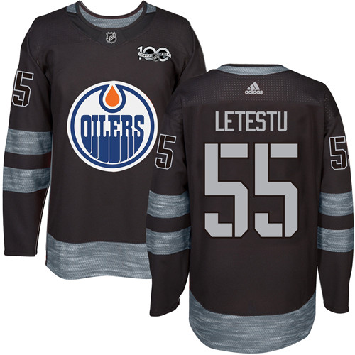 Adidas Oilers #55 Mark Letestu Black 1917-100th Anniversary Stitched NHL Jersey